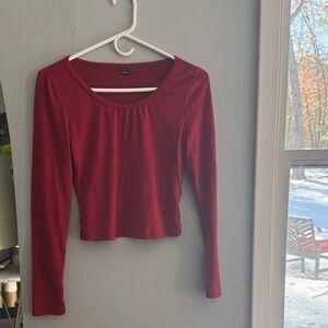 SHEIN Red Long Sleeve Crop Top